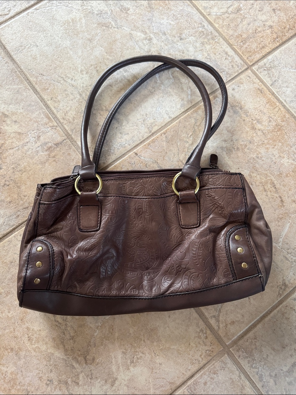 Relativity Brown Embossed Shoulder Bag